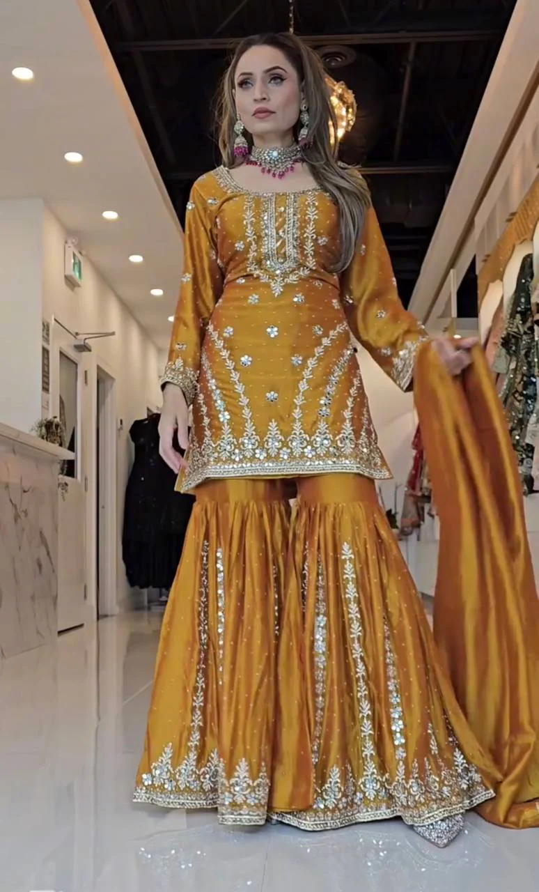 A Joyful Glow in a Stylish Pattern  Enjoy in Style with a Sharara Suit - Image 3