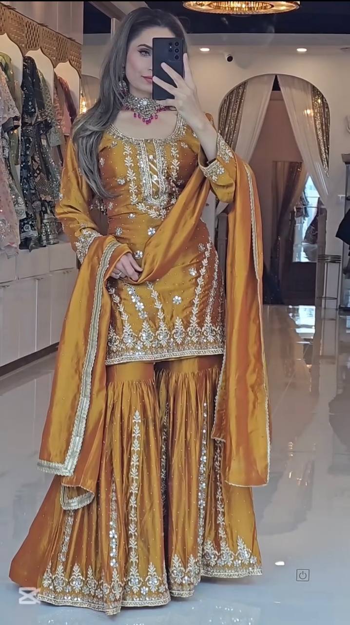A Joyful Glow in a Stylish Pattern  Enjoy in Style with a Sharara Suit - Image 4