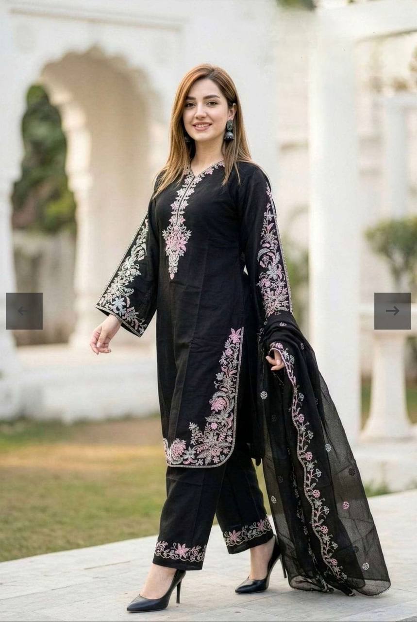 Amrapali Trend Beautiful Embroidered Silk Suit Set - Image 3