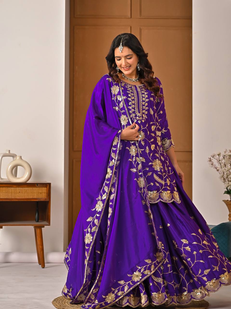 Amrapali Trend Designer Chinnon Silk Lehenga Set for Women with 5mm Sequence Embroidery - Image 6