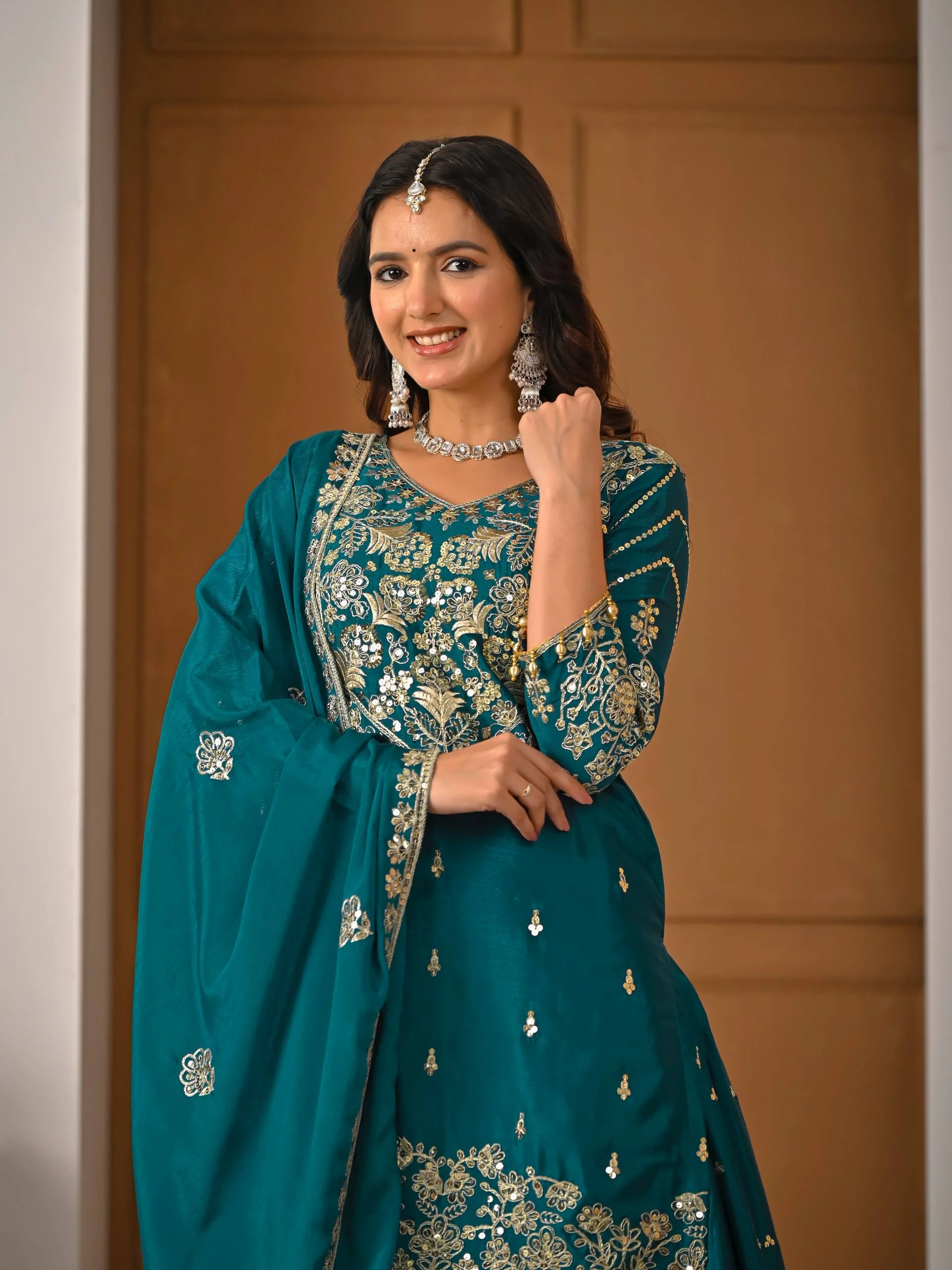 Amrapali Trend Designer Heavy Chinnon Silk Lehenga Choli Set with Embroidered Dupatta - Image 9