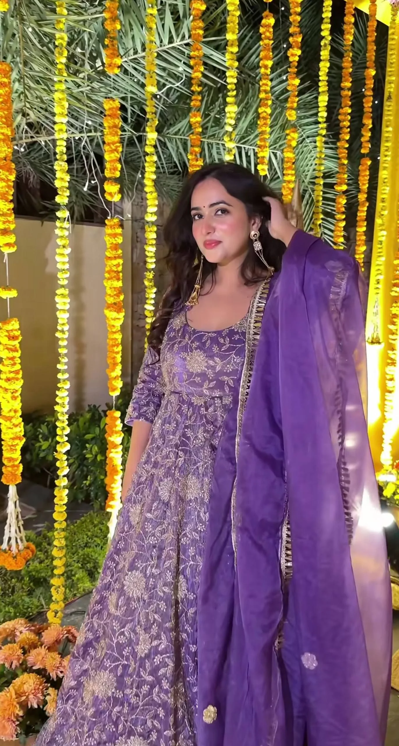 Royal Purple Embroidered Anarkali Gown Set | Elegant Festive & Wedding Wear - Image 4