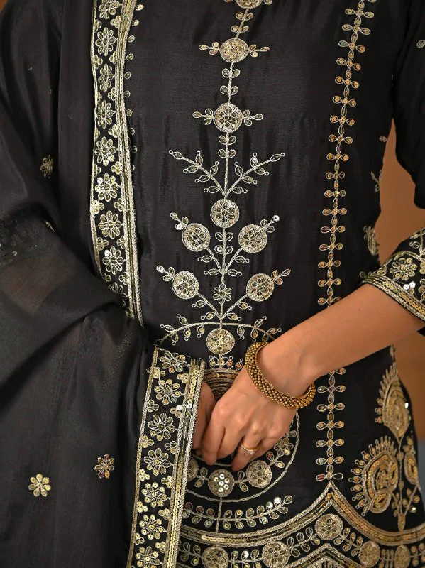 Amrapali Trend Designer Heavy Vichitra Silk Sharara Palazzo Set - Image 10