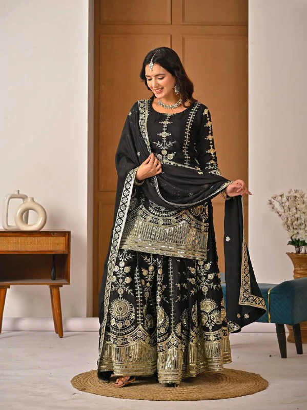 Amrapali Trend Designer Heavy Vichitra Silk Sharara Palazzo Set - Image 4