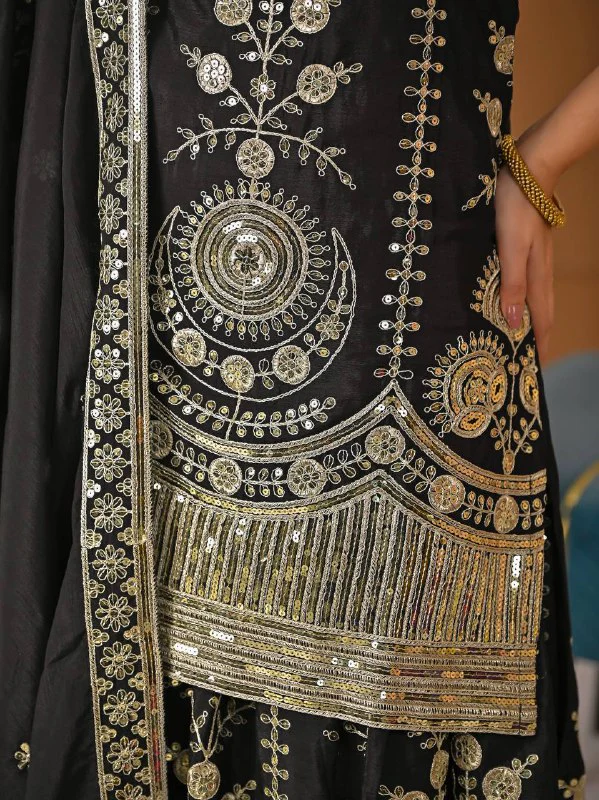 Amrapali Trend Designer Heavy Vichitra Silk Sharara Palazzo Set - Image 9