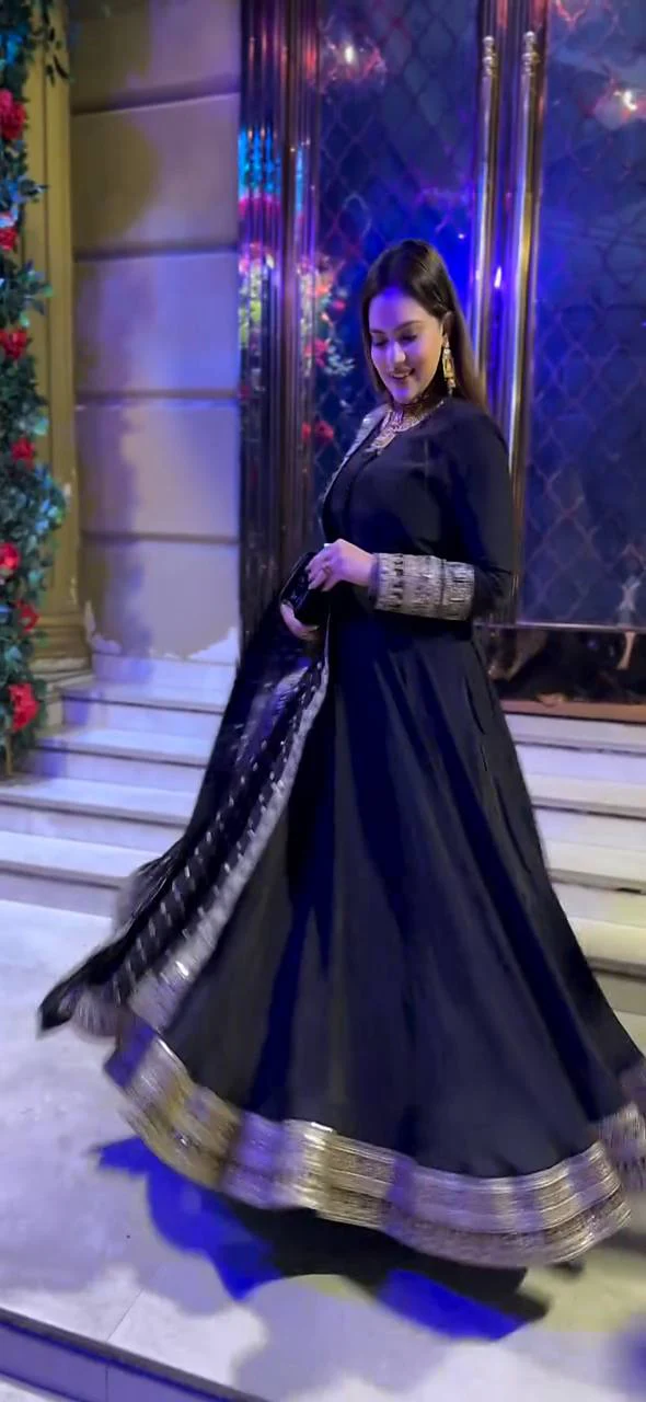 Amrapali Trend Designer Natural Crepe Gown with 5mm Sequence & Embroidery Work - Image 3