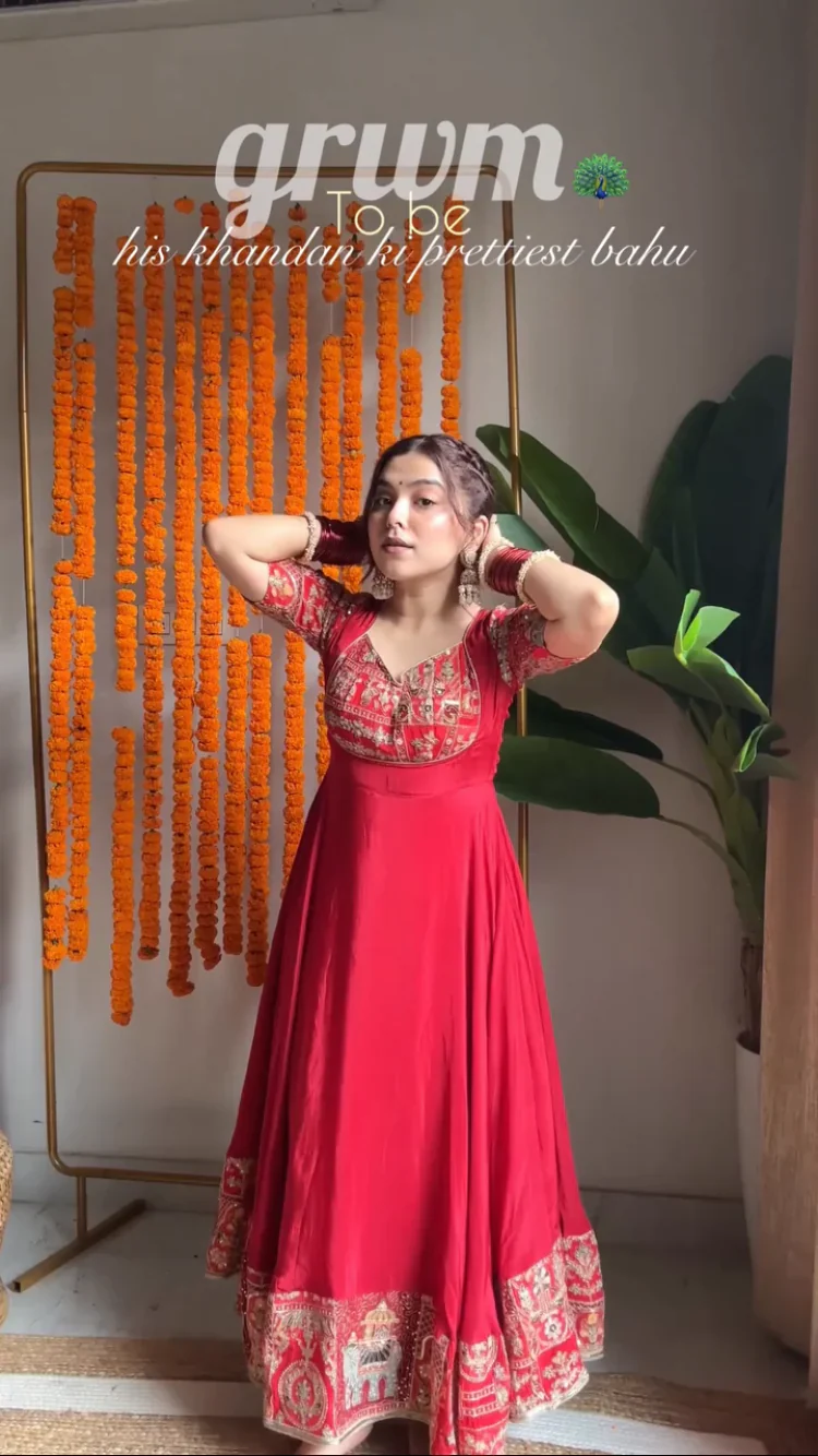 Designer Anarkali Gown for Festive, Mehendi & Sangeet Occasion - Image 2