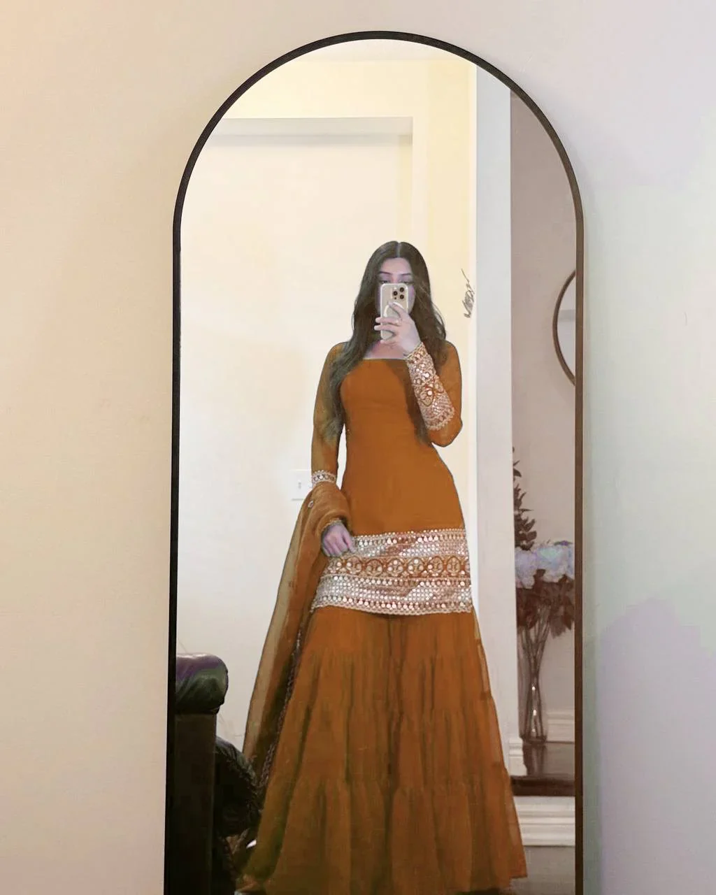 Amrapali Trend Dusty Rust Embroidered Sharara Set with Dupatta