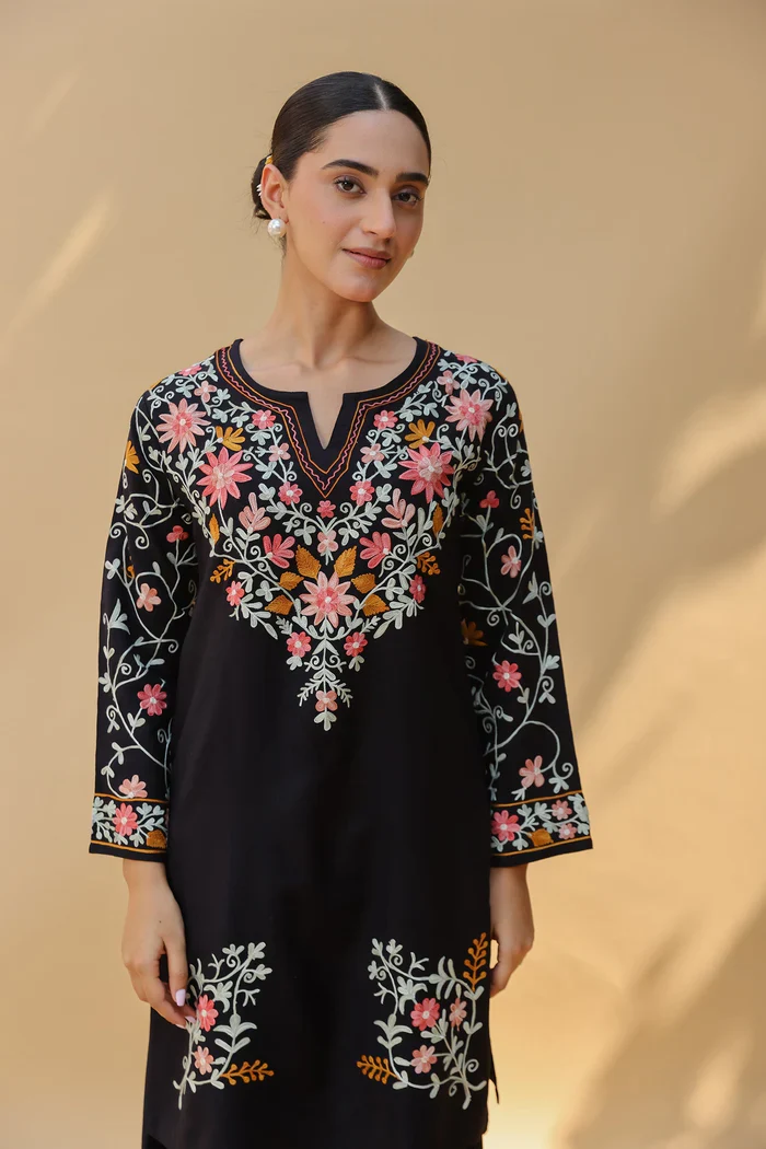 Designer Black Kurta Set with Aari Embroidery | Festive & Daily Wear for Women - Image 7