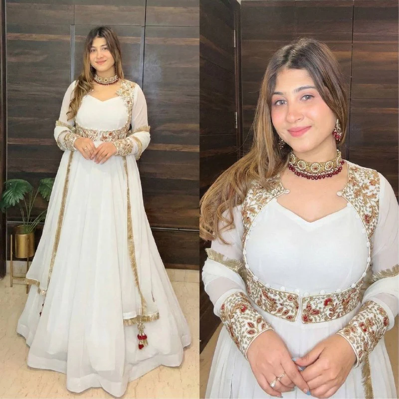 Designer Anarkali Gown with Jacket for Wedding & Festive Wear - Image 7