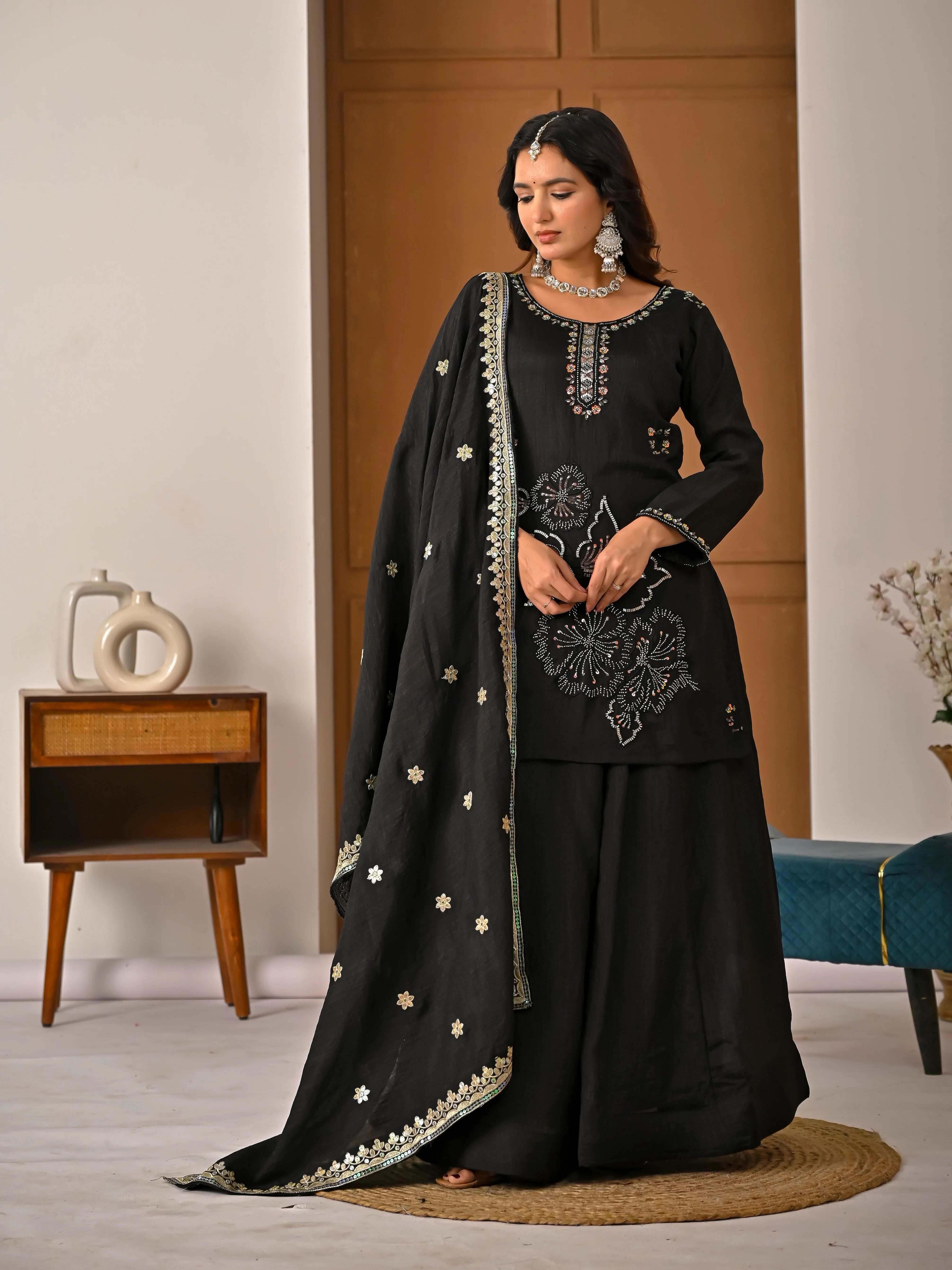 Amrapali Trend Elegant NC Vichitra Silk Kurta Sharara Set - Image 2