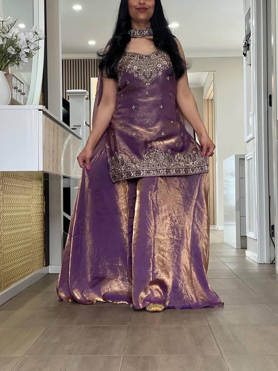 Amrapali Trend Elegant Party Wear Silk Plazzo Set - Image 2