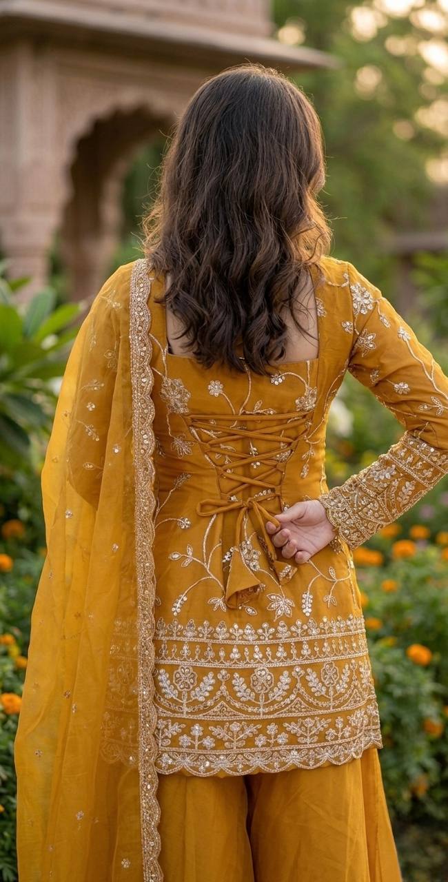 Amrapali Trend Elegant Party Wear Silk Plazzo Set - Image 4