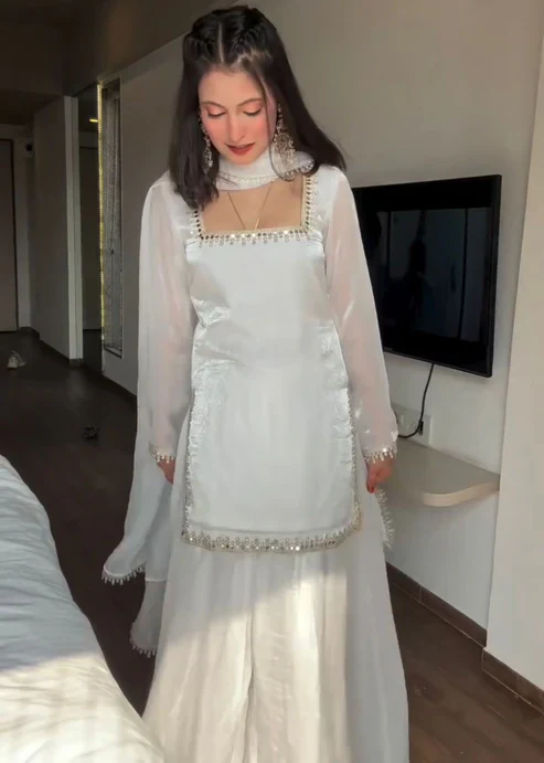 Graceful White Gharara Suit for Eid, Nikah & Festive Celebrations - Image 2