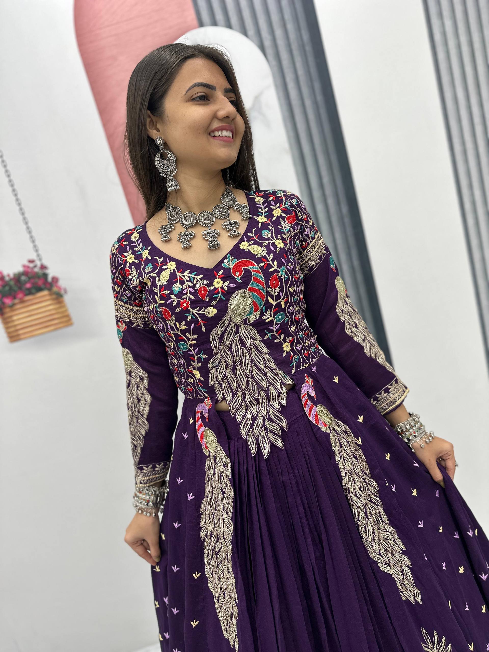 Designer Pure Vichitra Lehenga Choli  Heavy Thread & Sequence Work | Wedding & Festive Wear - Image 4