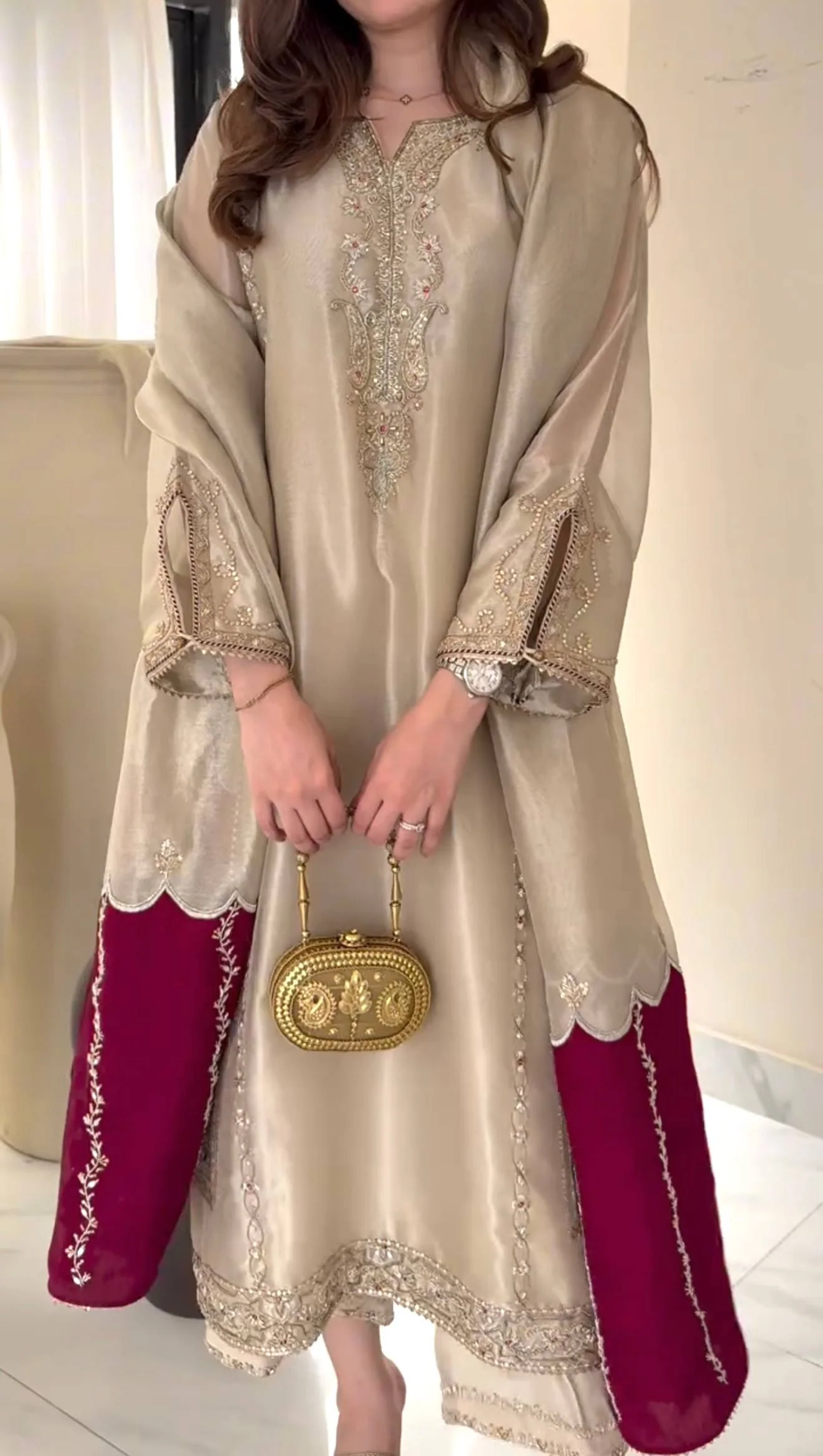 Pure Gmy Silk Kurta Pant Set with Dupatta | Festive & Wedding Wear for Eid - Image 4