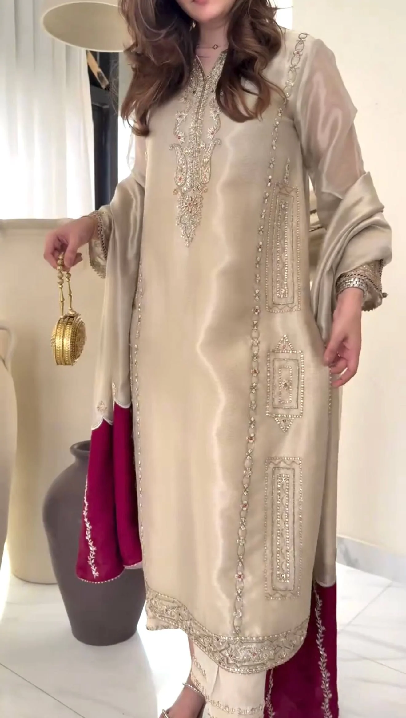 Pure Gmy Silk Kurta Pant Set with Dupatta | Festive & Wedding Wear for Eid - Image 5
