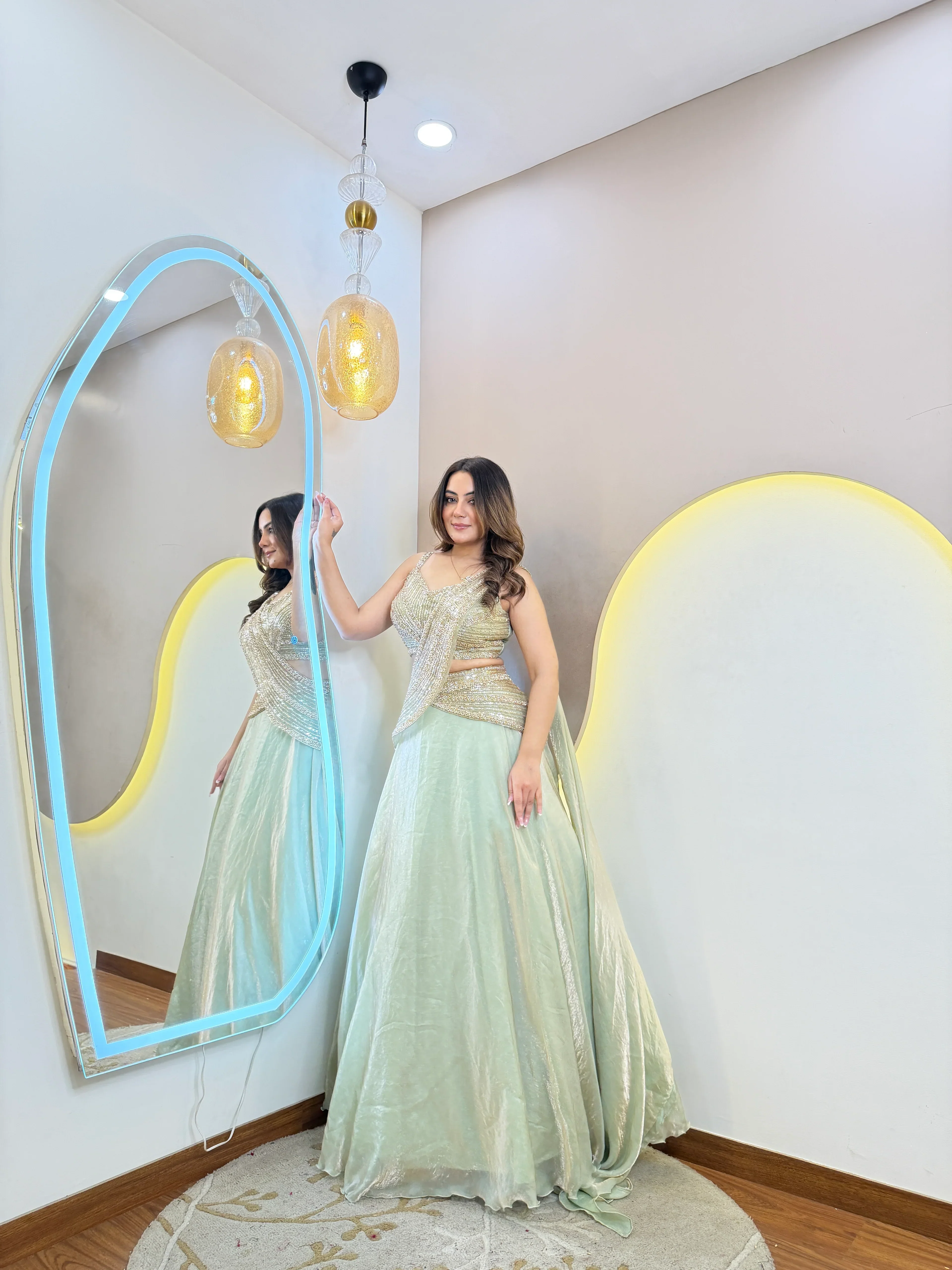 Amrapali Trend Party Wear Mint Green Lehenga with Glam Look - Image 3