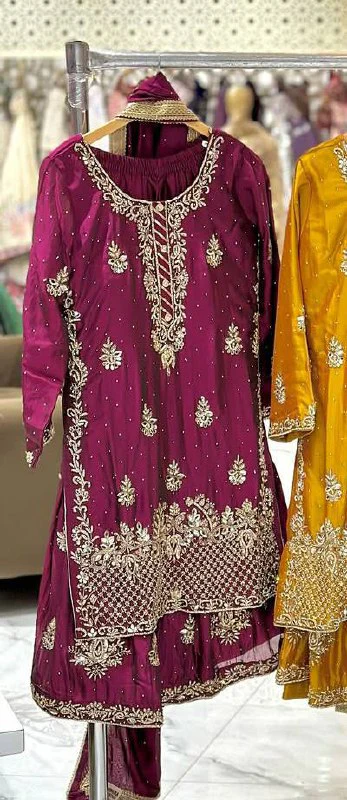 Amrapali Trend Heavy Chinon Silk Sequence Embroidery Sharara Set with Dupatta - Image 9