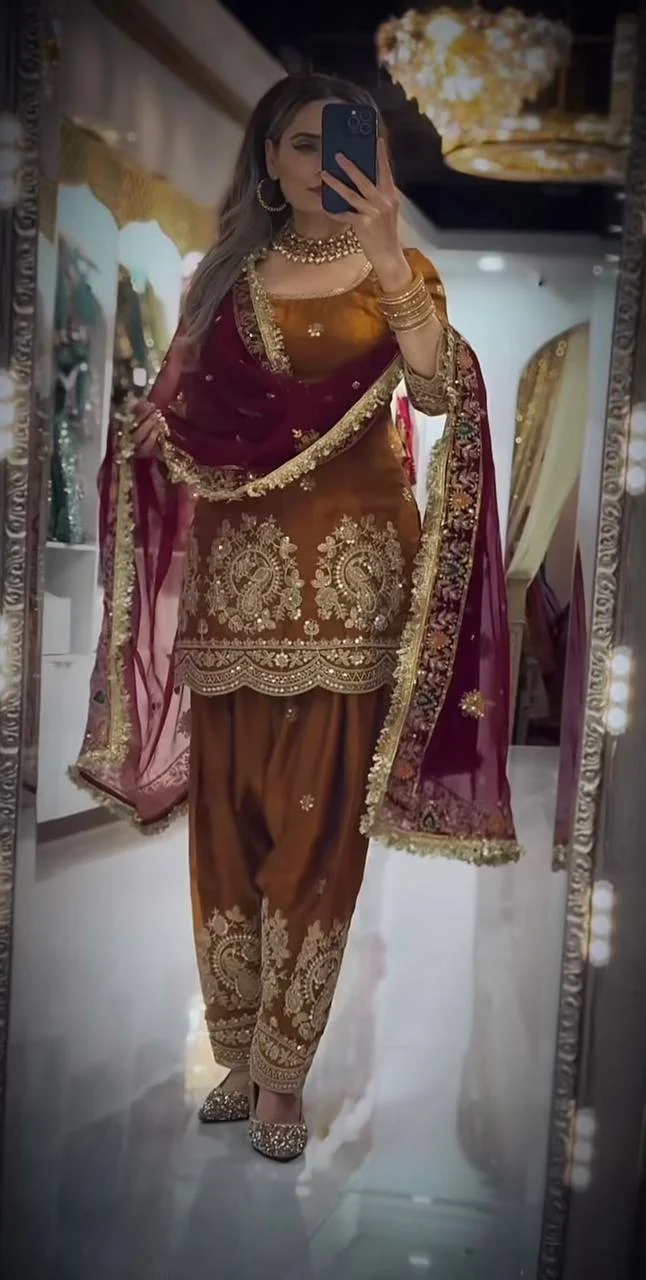 Designer Farshi Salwar Suit Set for Women – Wedding & Festive Wear - Image 3