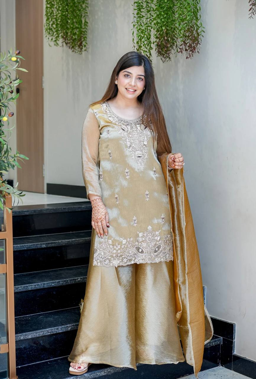 Amrapali Trend Heavy Fandy Satin Embroidered Kurta Set with Bottom & Fancy Lace Dupatta for Women - Image 2