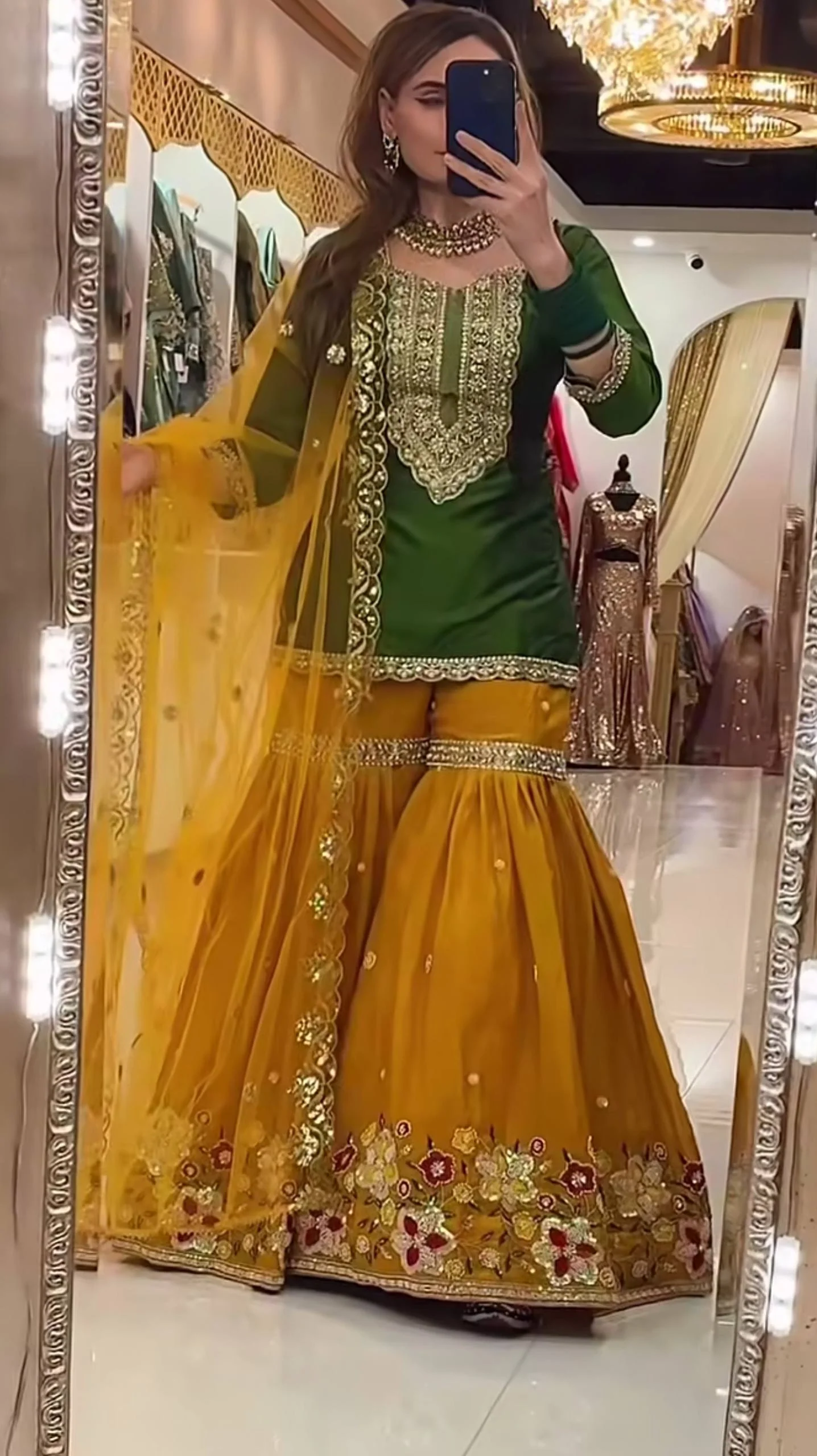 Designer Sharara Palazzo Suit  Faux Georgette Silk | Party & Festive Wear - Image 3