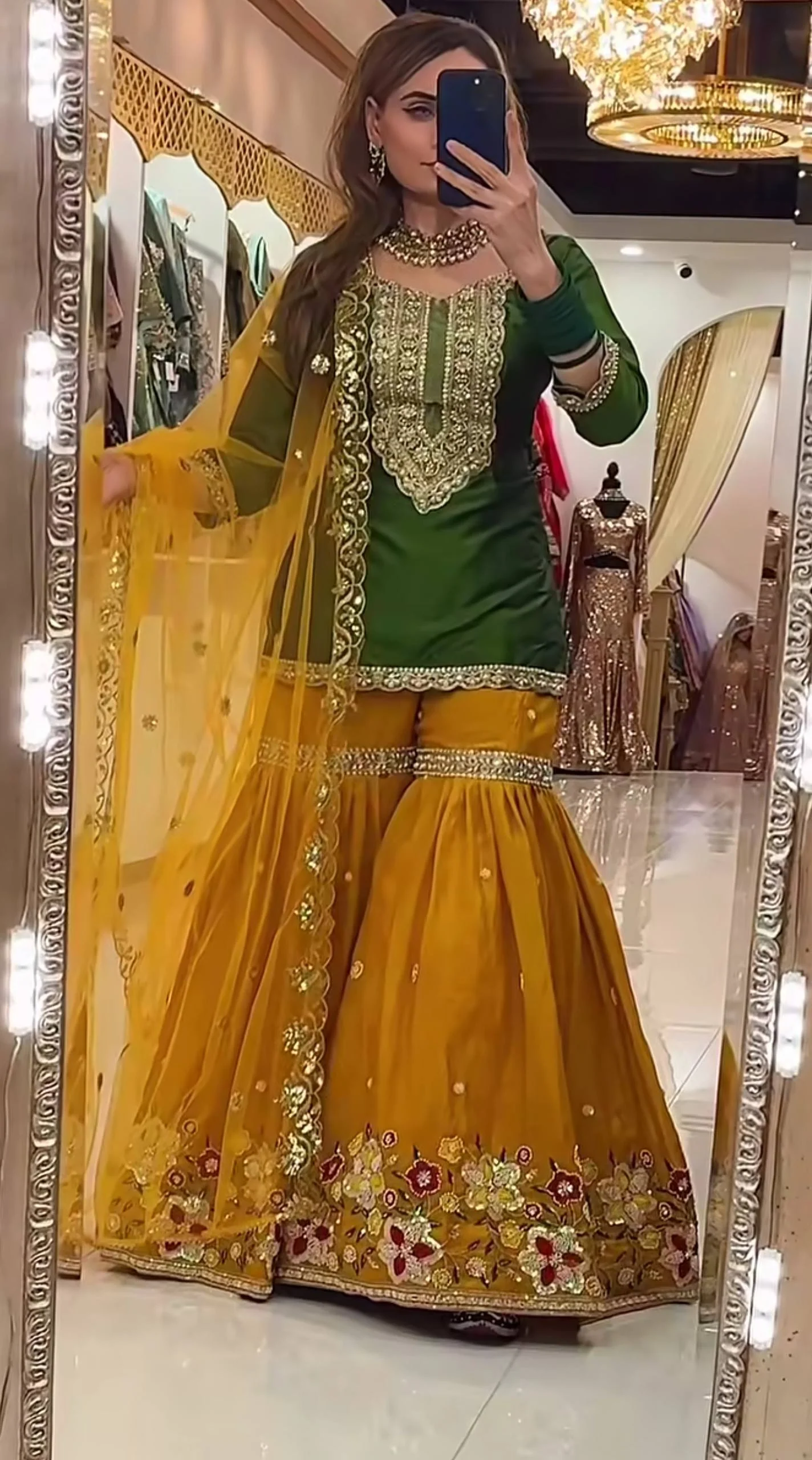 Designer Sharara Palazzo Suit  Faux Georgette Silk | Party & Festive Wear - Image 4