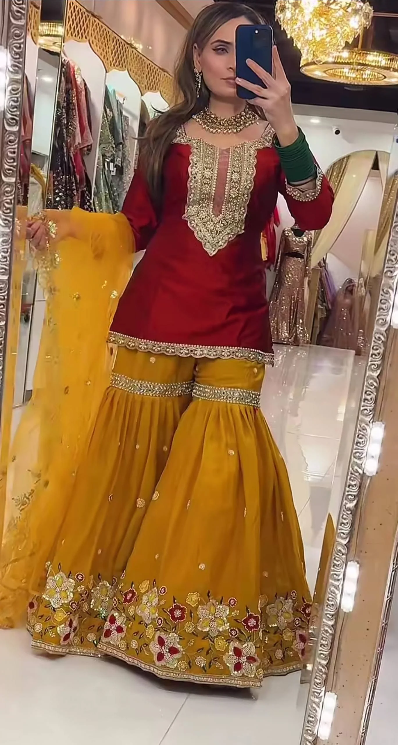 Designer Sharara Palazzo Suit  Faux Georgette Silk | Party & Festive Wear - Image 5