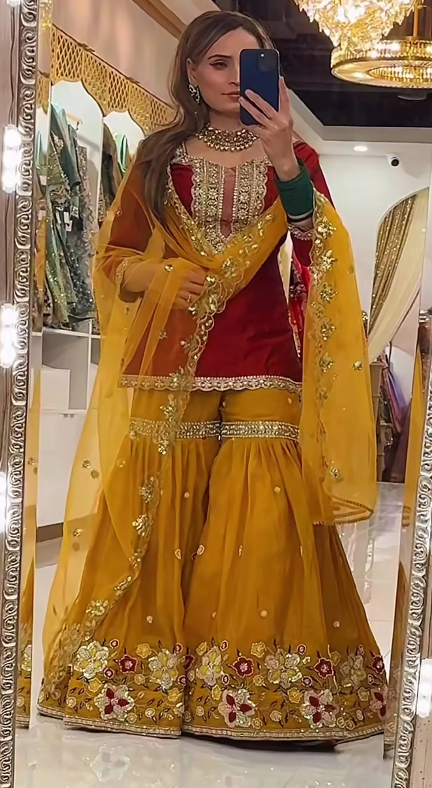 Designer Sharara Palazzo Suit  Faux Georgette Silk | Party & Festive Wear - Image 6