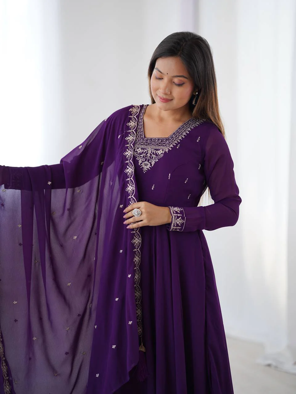 Amrapali Trend Luxury Fox Georgette Anarkali with Beads & Zari Embroidery | Party Wear - Image 18