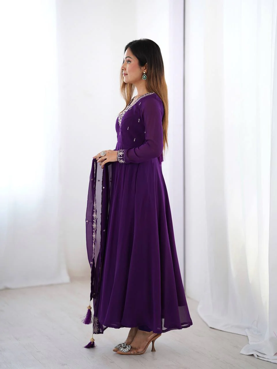 Amrapali Trend Luxury Fox Georgette Anarkali with Beads & Zari Embroidery | Party Wear - Image 21