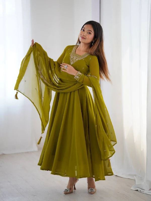 Amrapali Trend Luxury Fox Georgette Anarkali with Beads & Zari Embroidery | Party Wear - Image 23