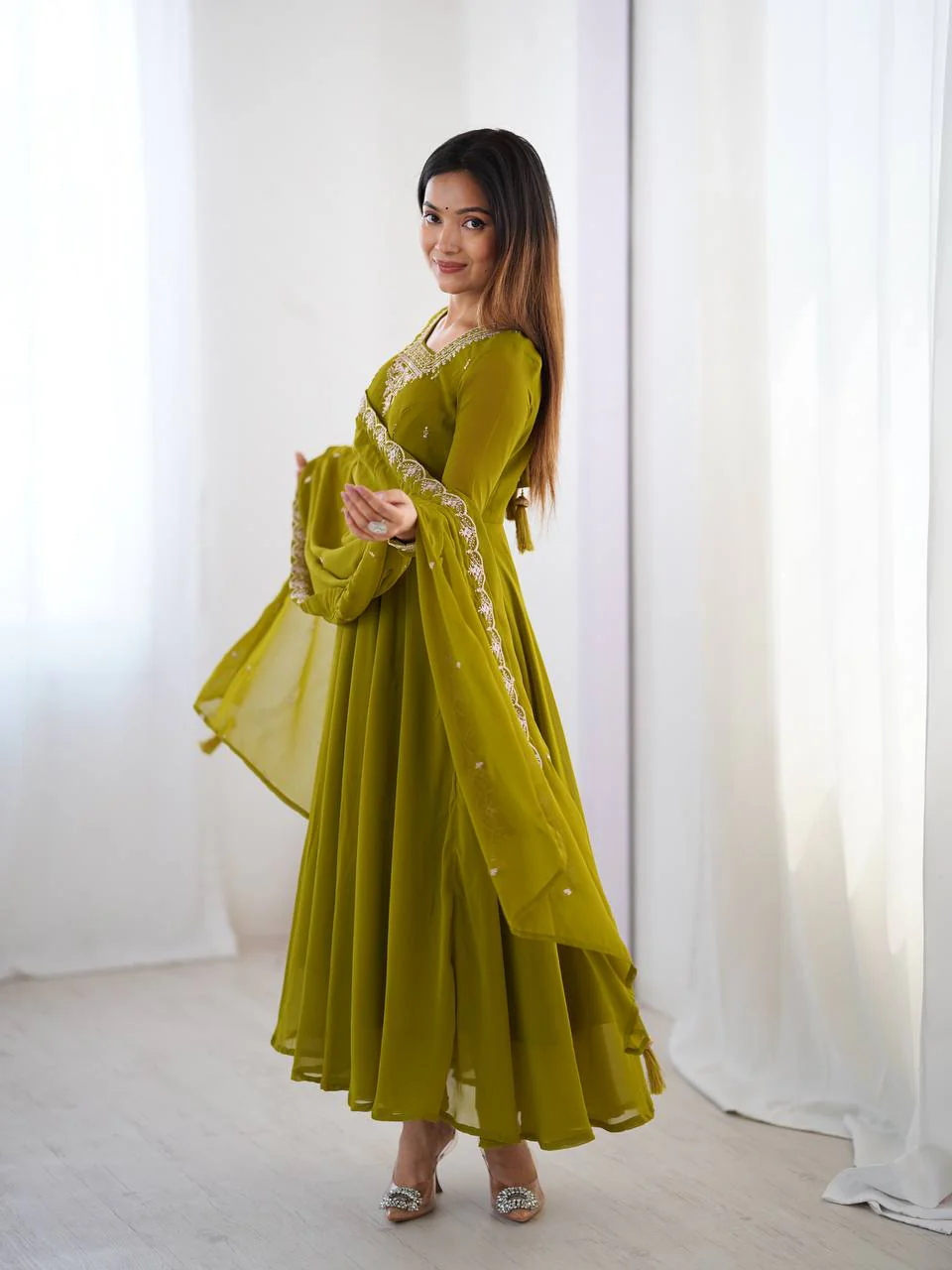 Amrapali Trend Luxury Fox Georgette Anarkali with Beads & Zari Embroidery | Party Wear - Image 27