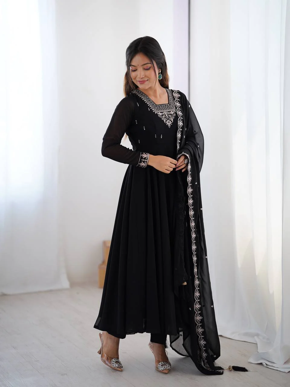Amrapali Trend Luxury Fox Georgette Anarkali with Beads & Zari Embroidery | Party Wear - Image 7