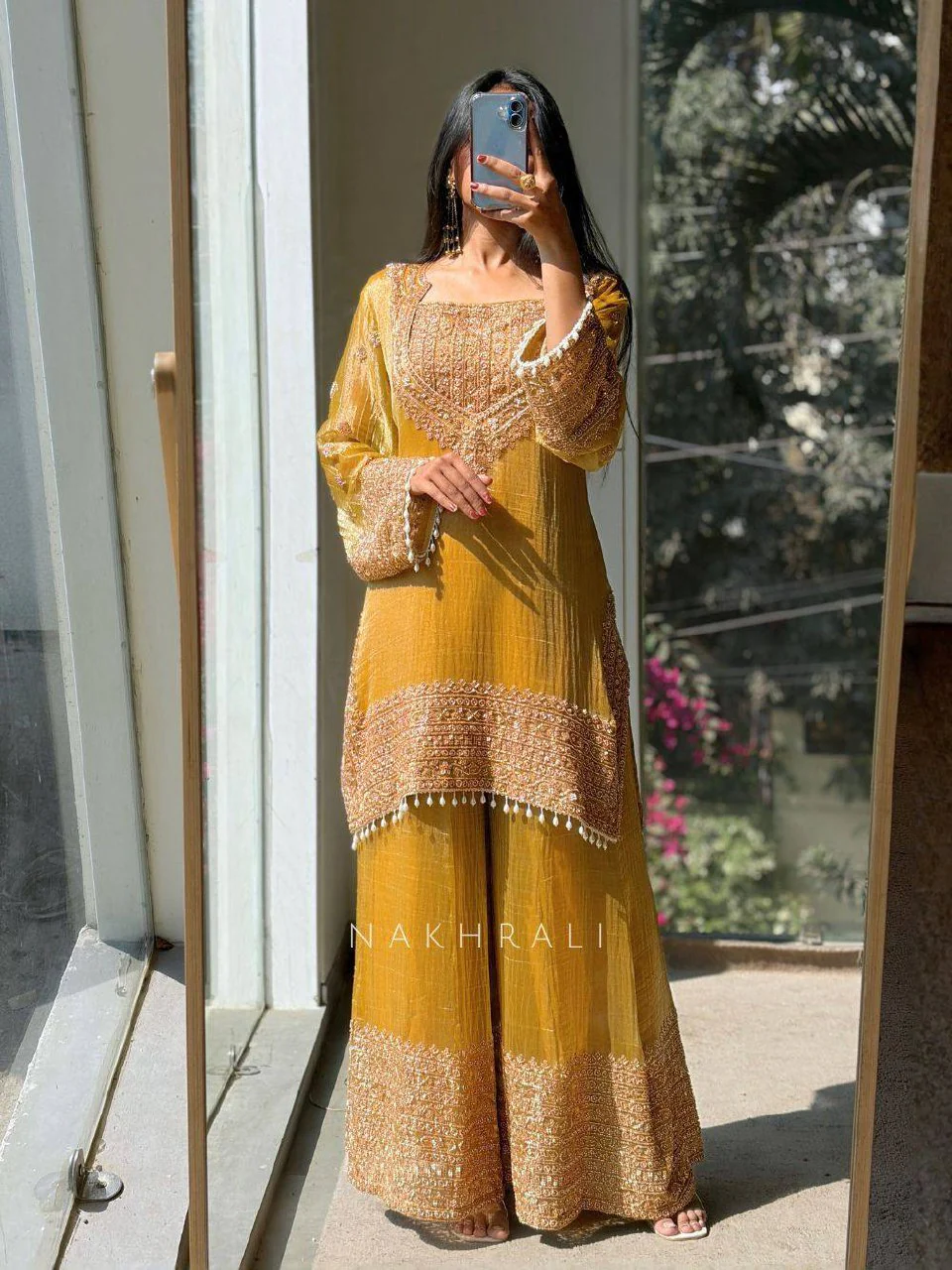 Amrapali Trend Luxury Party Wear Frendy Silk Embroidered Top Palazzo Set - Image 8