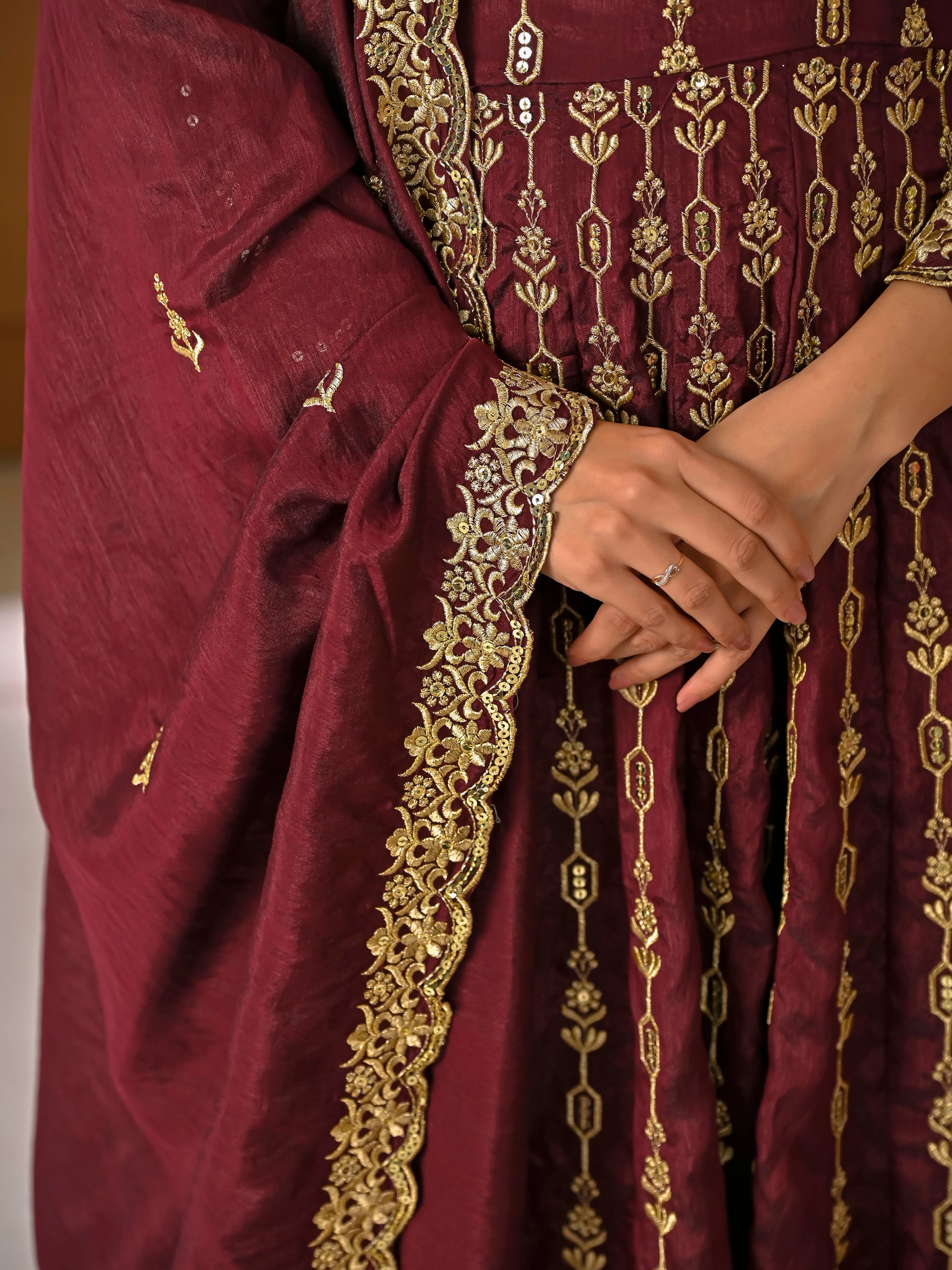 Amrapali Trend Maroon Heavy Embroidered Kurta Palazzo Set with Dupatta | Wedding & Festive Wear - Image 9