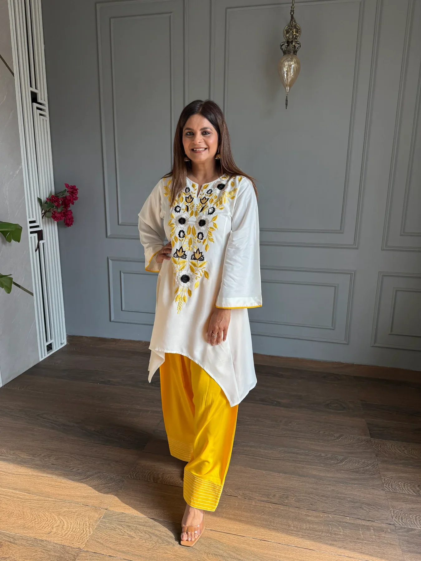 Amrapali Trend New Farshi salwar crap embroided Pant Suit - Image 3