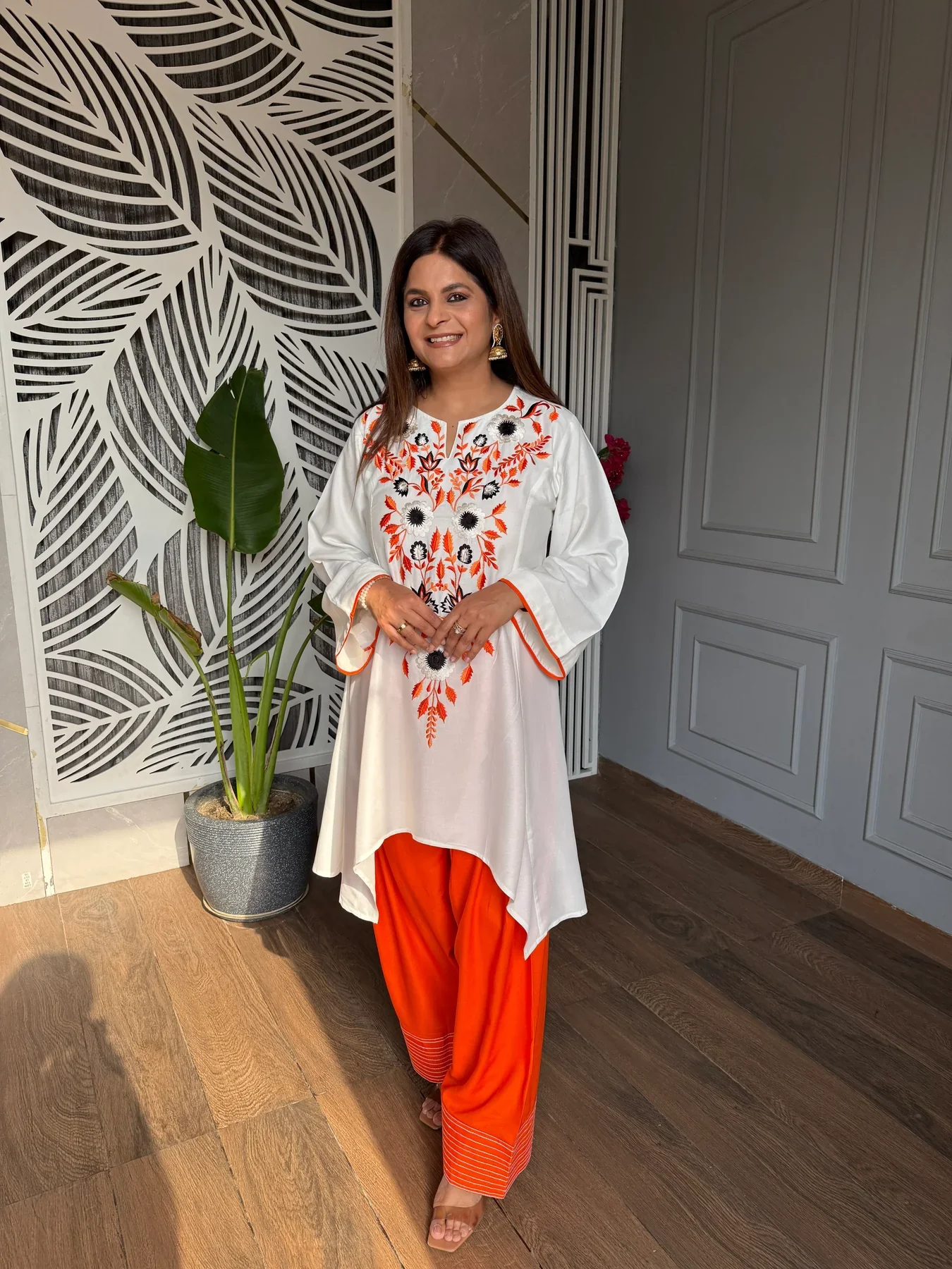 Amrapali Trend New Farshi salwar crap embroided Pant Suit - Image 4