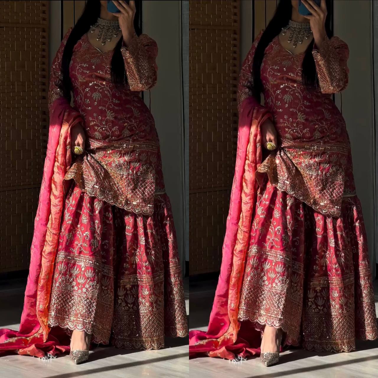 Amrapali Trend Premium Fandy Crushi Silk Sharara Set with Sequins Embroidery - Image 8