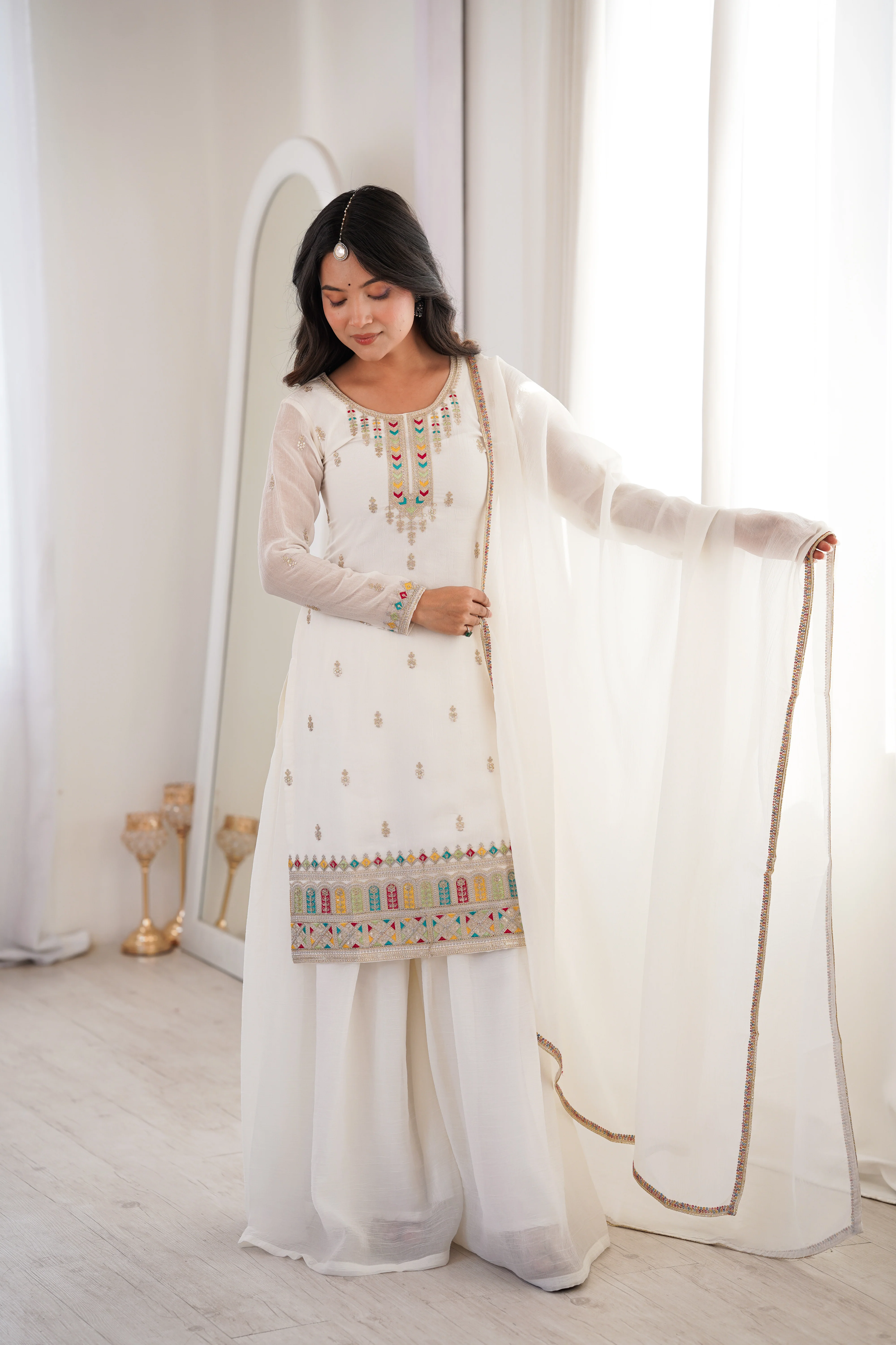 Amrapali Trend Premium Soft Crunchy Silk Wedding Wear Sharara Set