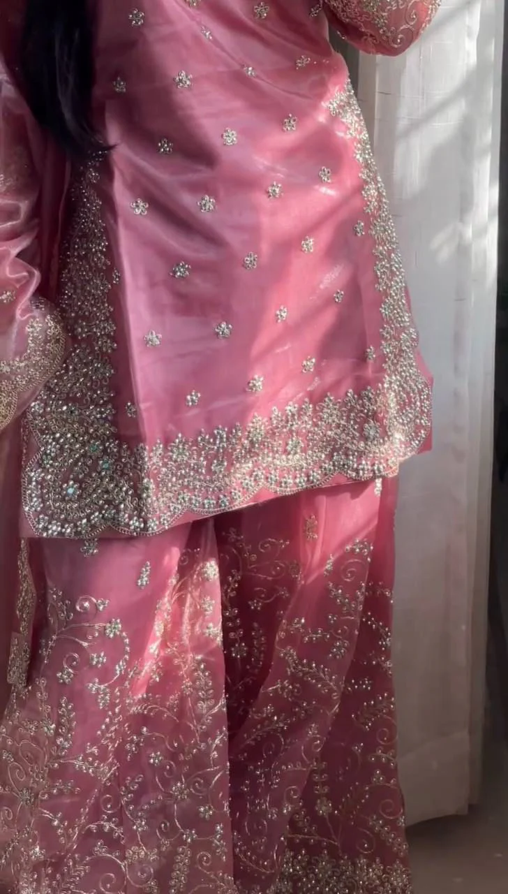 Amrapali Trend Royal Gmy Silk Heavy Embroidered Palazzo Suit Set - Image 3