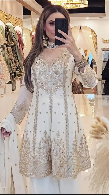 Amrapali Trend Women Heavy Chinon Silk Embroidered Sharara Plazzo Set with Dupatta - Image 7