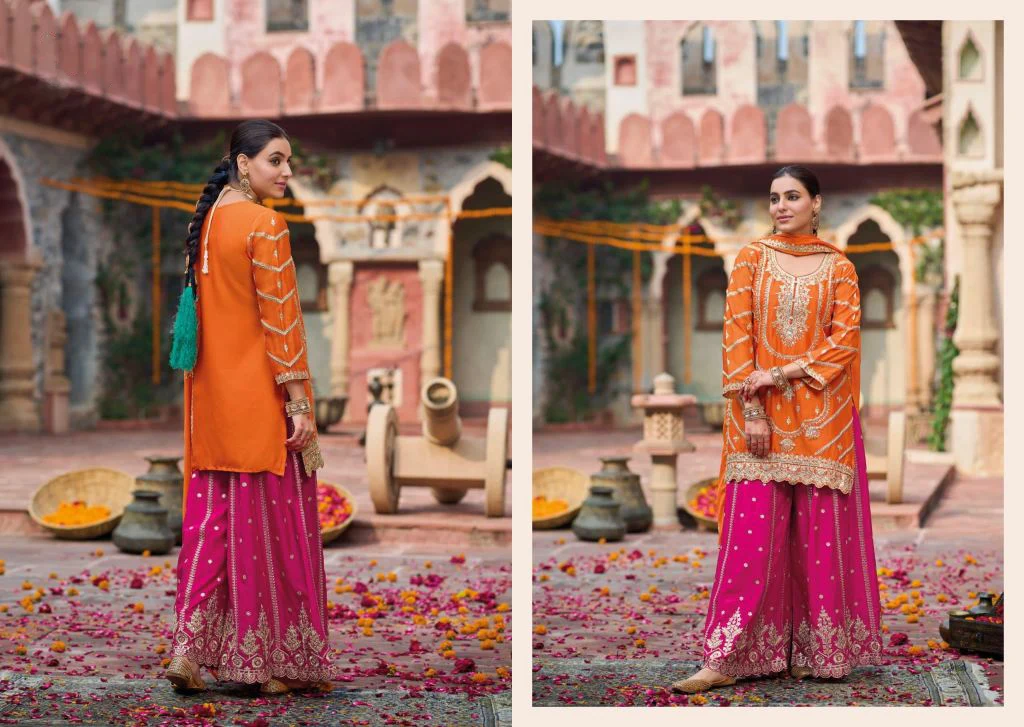 Beautiful Orange and Pink Sharara Suit Ideal for This Holiday Season - Image 3