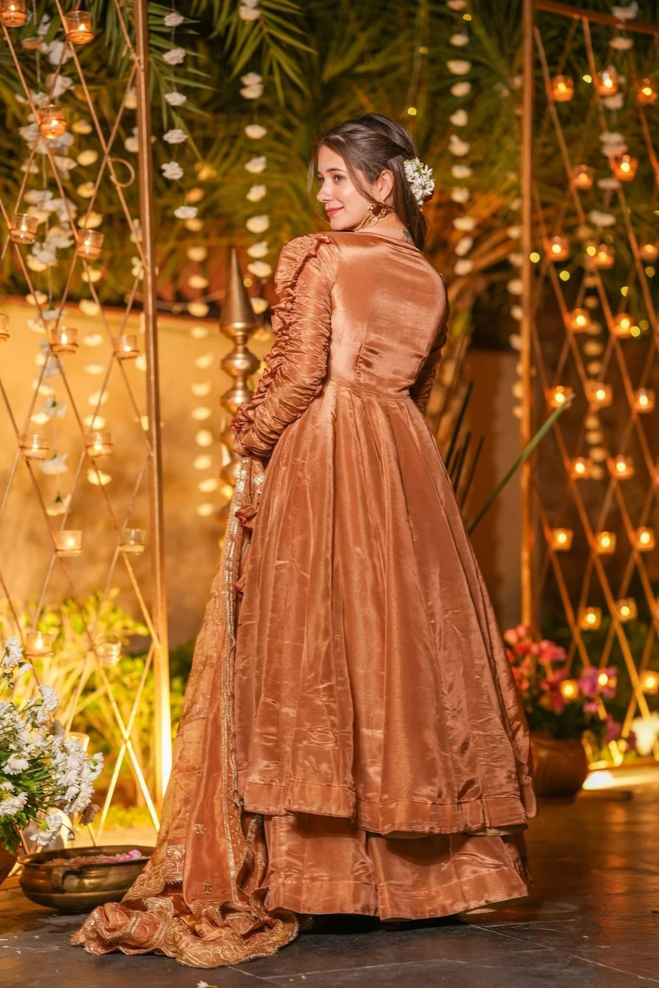 Amrapali Trend Designer Heavy NC Vichitra Silk Anarkali Suit Set with Dupatta & Palazzo - Image 4