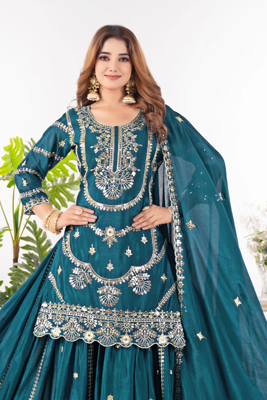 Embrace sophistication in this exquisite purple lehenga sharara suit, which combines classic design elements with modern flair. - Image 18