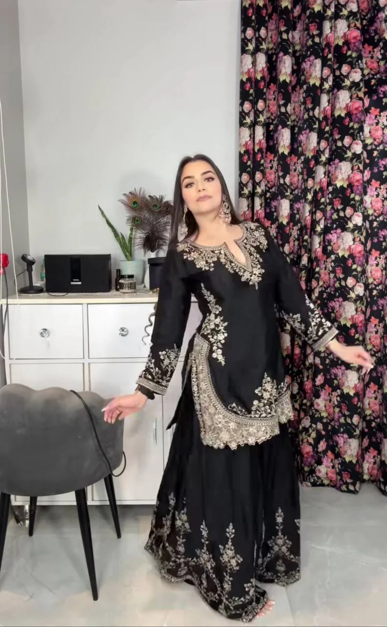 Gorgeous Women's Black Sharara Suit: High-End Festive Outfit - Image 3