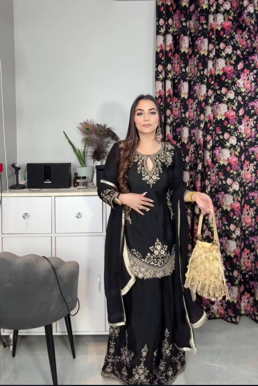 Gorgeous Women's Black Sharara Suit: High-End Festive Outfit - Image 6