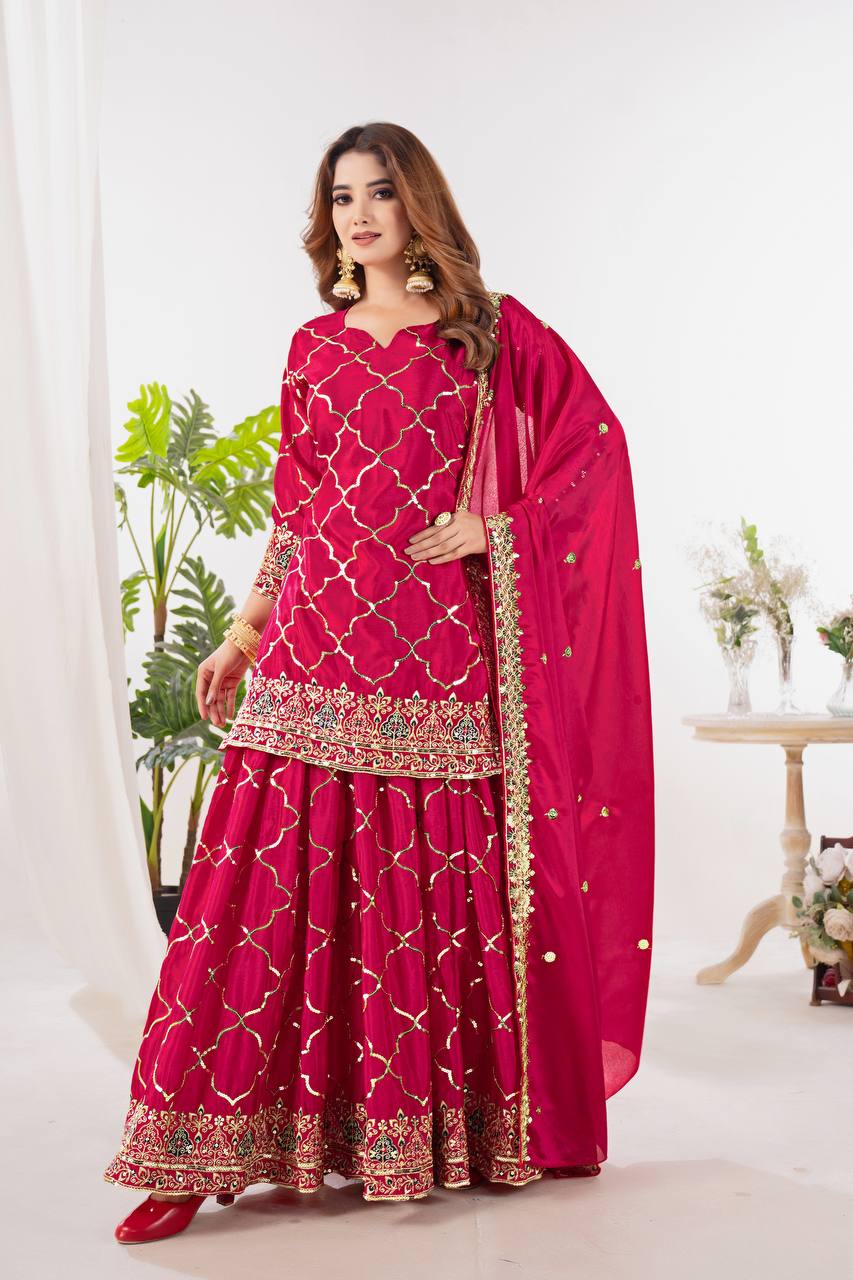 Amrapali Trend Sharara Suit With Exquisite Embroidery Is Perfect For Festivals And Weddings. - Image 12