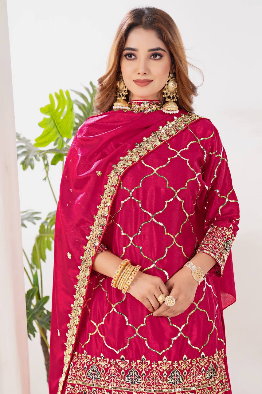 Amrapali Trend Sharara Suit With Exquisite Embroidery Is Perfect For Festivals And Weddings. - Image 13