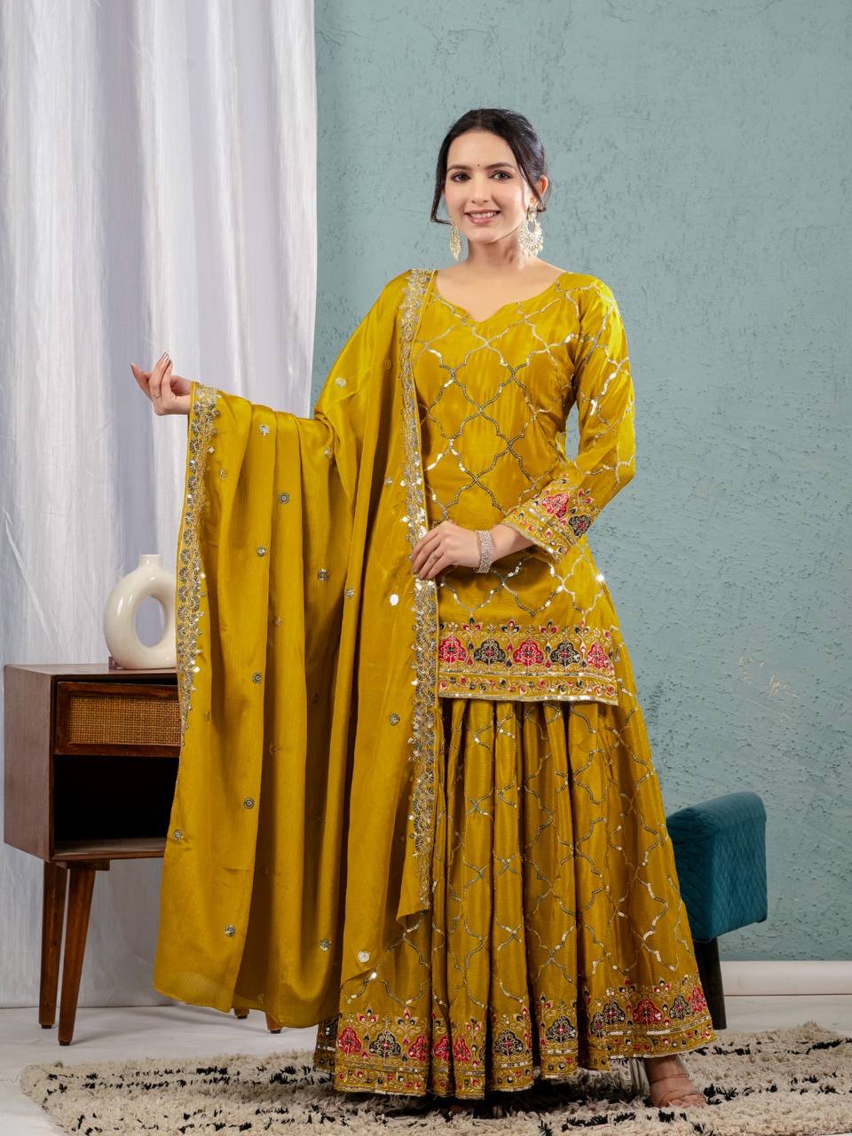 Amrapali Trend Sharara Suit With Exquisite Embroidery Is Perfect For Festivals And Weddings. - Image 16